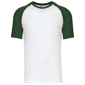 Kariban K330 - Base Ball Tofarvet kortærmet T-shirt White / Forest Green