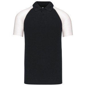 Kariban K226 - Kortærmet baseball -poloshirt Black/White