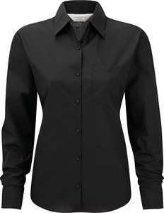 Russell Collection RU934F - Langærmet Poplin skjorte Black
