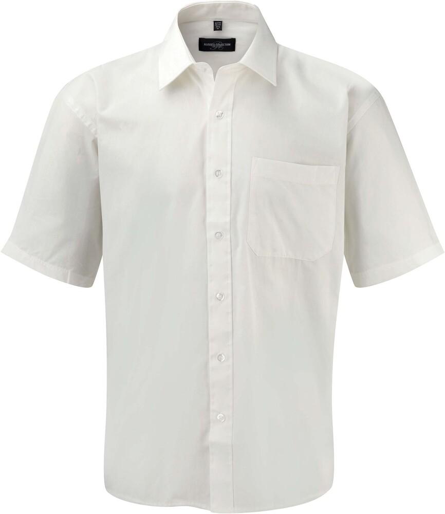 Russell Collection RU937M - Kortærmet poplin -skjorte i ren bomuld