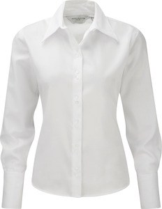 Russell Collection RU956F - Langærmet skjorte uden jern White
