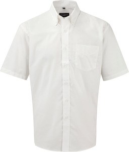 Russell Collection RU933M - Kortærmet Oxford skjorte White