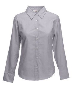Fruit of the Loom SS001 - Feminin pasform langærmet Oxford skjorte Oxford Grey