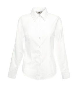 Fruit of the Loom SS001 - Feminin pasform langærmet Oxford skjorte White