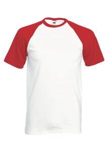 Fruit of the Loom SS026 - Kortærmet baseball-t-shirt White/ Red