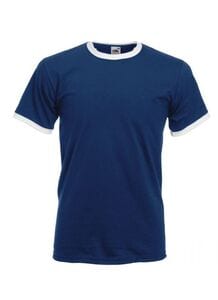 Fruit of the Loom SS168 - Ringer t-shirt til mænd Navy/ White