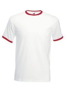 Fruit of the Loom SS168 - Ringer t-shirt til mænd White/ Red