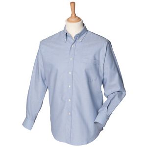 Henbury HB510 - Klassisk langærmet Oxford -skjorte Blue