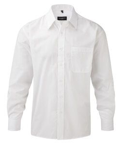 Russell Collection R-934M-0 - Langærmet Poplin skjorte White