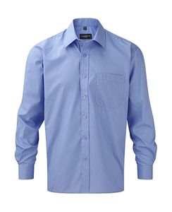 Russell Collection R-934M-0 - Langærmet Poplin skjorte Corporate Blue