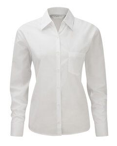 Russell Collection R-934F-0 - Langærmet Poplin bluse White