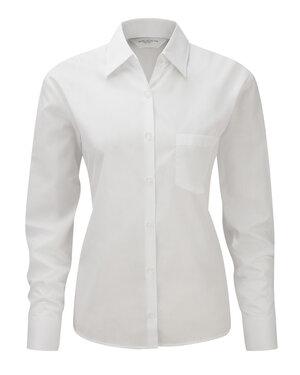 Russell Collection R-934F-0 - Langærmet Poplin bluse