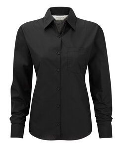 Russell Collection R-934F-0 - Langærmet Poplin bluse Black