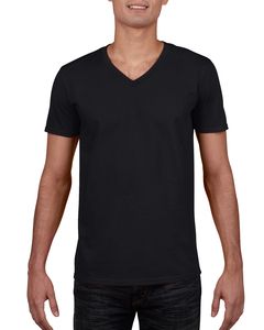 Gildan 64V00 - T-shirt til mænd med V-hals 100% bomuld Black