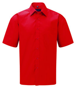 Russell Collection R-935M-0 - Kortærmet Poplin skjorte Classic Red