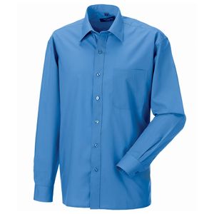 Russell J934M - Let pleje langærmet polyester / bomuld poplin skjorte Corporate Blue