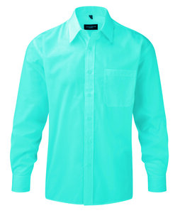 Russell J934M - Let pleje langærmet polyester / bomuld poplin skjorte