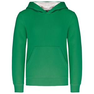 Kariban K453 - Sweatshirt med hætte til børn Light Kelly Green / White