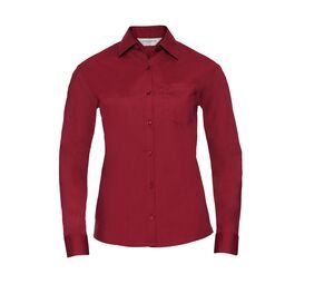 Russell Collection RU934F - Langærmet Poplin skjorte Classic Red