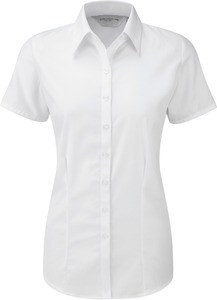 Russell Collection RU963F - Kortærmet sildebensskjorte White