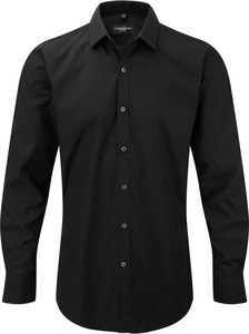 Russell Collection RU960M - Langærmet skjorte til mænd Black/Black
