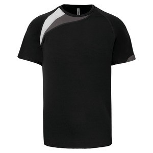 Proact PA436 - Unisex kortærmet sportst-shirt Black / White / Storm Grey