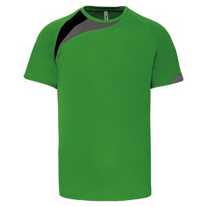 Proact PA436 - Unisex kortærmet sportst-shirt Green / Black / Storm Grey