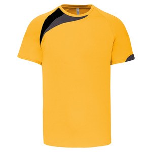 Proact PA436 - Unisex kortærmet sportst-shirt Sporty Yellow / Black / Storm Grey
