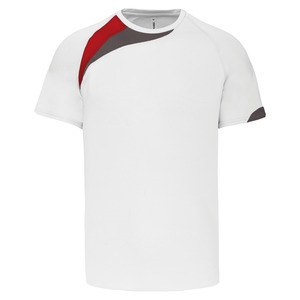 Proact PA436 - Unisex kortærmet sportst-shirt White / Sporty Red / Storm Grey