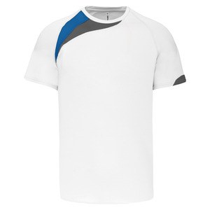 Proact PA436 - Unisex kortærmet sportst-shirt White / Sporty Royal Blue / Storm Grey