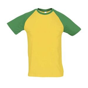 SOL'S 11190 - Herre tofarvet funky T-shirt Jaune / Vert Prairie