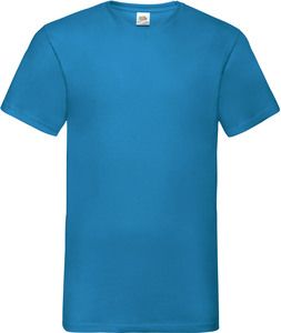 Fruit of the Loom SC22V - T-shirt til mænd i bomuld med V-hals Azur Blue