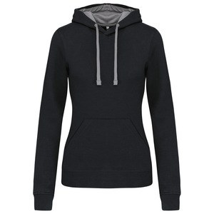 Kariban K465 - Sweatshirt med hætte i kontrast til damer Black / Fine Grey