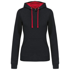 Kariban K465 - Sweatshirt med hætte i kontrast til damer Black / Red