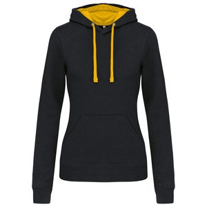 Kariban K465 - Sweatshirt med hætte i kontrast til damer Black / Yellow