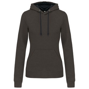 Kariban K465 - Sweatshirt med hætte i kontrast til damer Dark Grey / Black