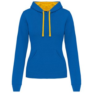 Kariban K465 - Sweatshirt med hætte i kontrast til damer Light Royal Blue / Yellow