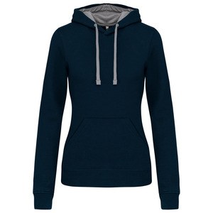 Kariban K465 - Sweatshirt med hætte i kontrast til damer Navy / Fine Grey