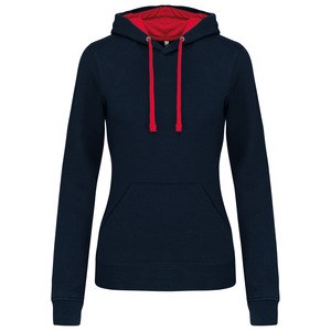 Kariban K465 - Sweatshirt med hætte i kontrast til damer Navy / Red