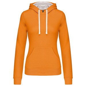 Kariban K465 - Sweatshirt med hætte i kontrast til damer Orange / White
