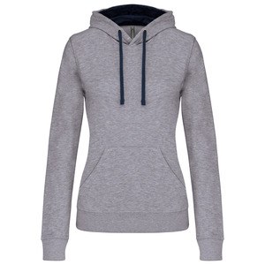 Kariban K465 - Sweatshirt med hætte i kontrast til damer Oxford Grey / Navy