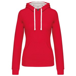 Kariban K465 - Sweatshirt med hætte i kontrast til damer Red / White