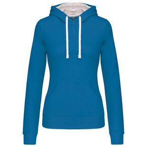 Kariban K465 - Sweatshirt med hætte i kontrast til damer Tropical Blue/ White