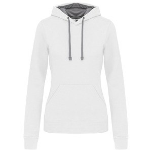 Kariban K465 - Sweatshirt med hætte i kontrast til damer White / Fine Grey