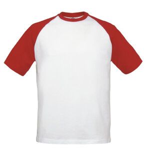 B&C BC230 - Kontrastbasket T-shirt med raglanærmer White/Red