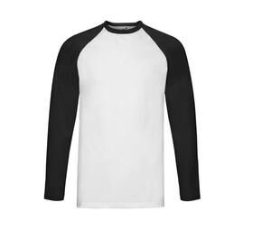 Fruit of the Loom SC238 - Langærmet T-shirt til mænd 100% bomuld White/Black