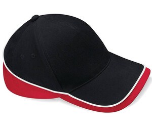 Beechfield BF171 - 5 Panel Teamwear Cap Black/Classic Red/White