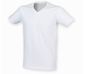 Skinnifit SF122 - T-shirt med V-udskæring i bomuld til mænd