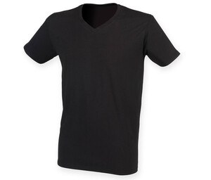 Skinnifit SF122 - T-shirt med V-udskæring i bomuld til mænd Black