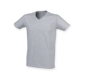 Skinnifit SF122 - T-shirt med V-udskæring i bomuld til mænd Heather Grey